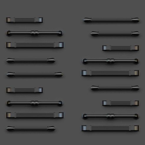 Emuca Lotto di 20 maniglie per mobili Suez, L184mm, interasse 160mm, Alluminio, Verniciato nero