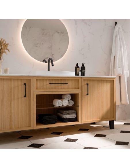 Emuca Lotto di 20 maniglie per mobili Suez, L184mm, interasse 160mm, Alluminio, Verniciato nero