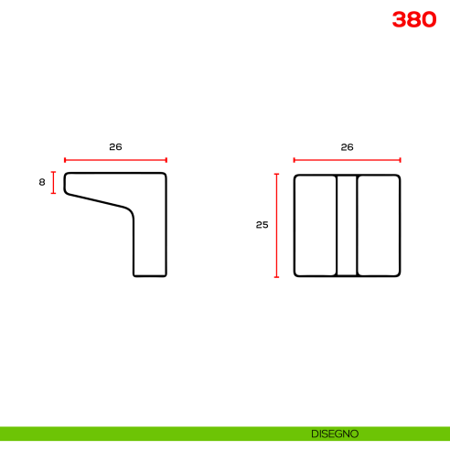 Pomello per mobile 380 Mital disegno