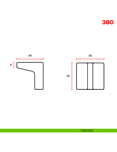 Pomello per mobile 380 Mital disegno