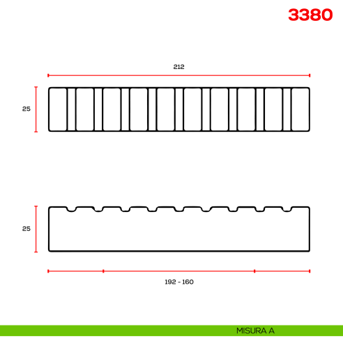 Maniglia per mobile 3380 Mital disegno A