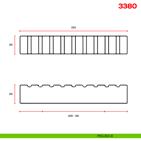 Maniglia per mobile 3380 Mital disegno B