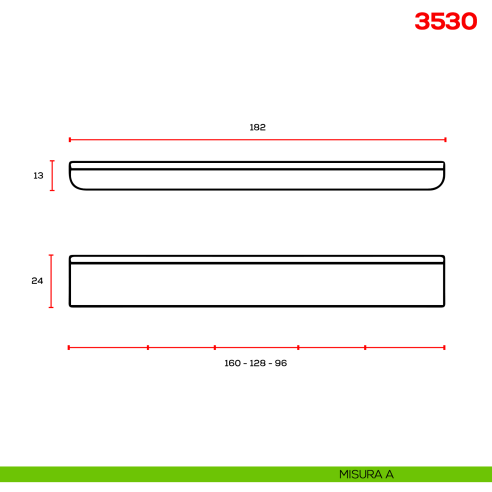 Maniglia per mobile 3530 Mital disegno A