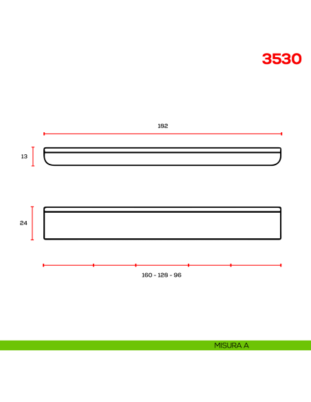 Maniglia per mobile 3530 Mital disegno A