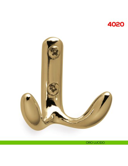 Gancio appendiabiti a parete in metallo Mital 4020 oro lucido
