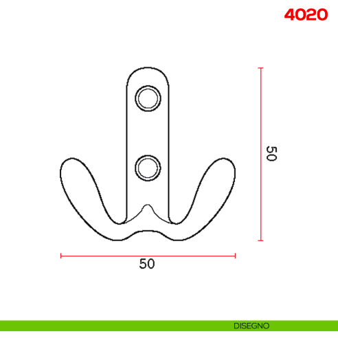 Gancio appendiabiti a parete in metallo Mital 4020 disegno