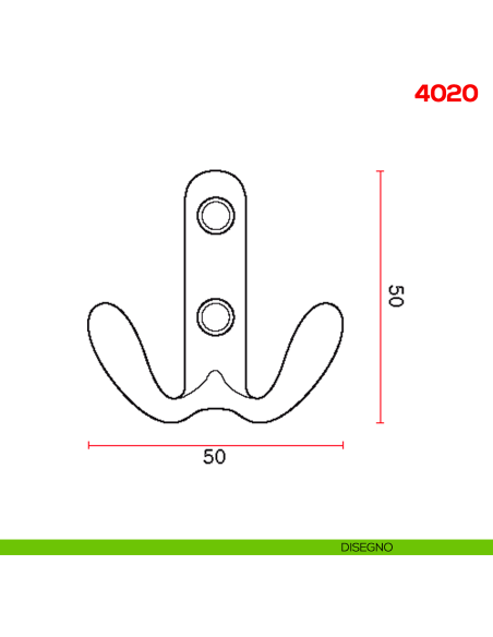 Gancio appendiabiti a parete in metallo Mital 4020 disegno