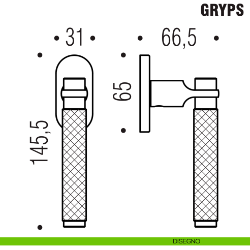 Maniglia per finestra martellina DK Gryps Colombo Design disegno