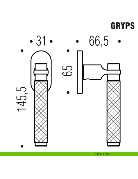 Maniglia per finestra martellina DK Gryps Colombo Design disegno