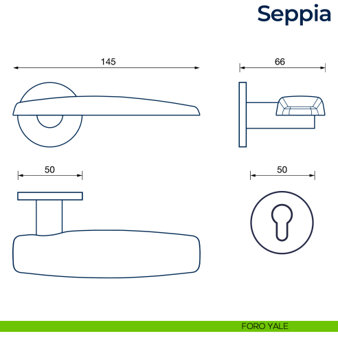 Maniglia per porta Seppia Frascio foro yale