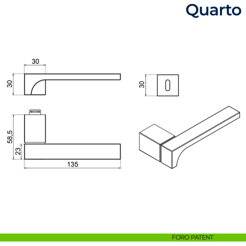 Maniglia per porta Quarto Frascio con rosetta minimale foro patent
