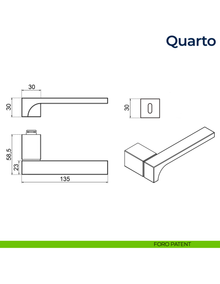 Maniglia per porta Quarto Frascio con rosetta minimale foro patent