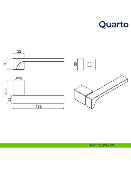 Maniglia per porta Quarto Frascio con rosetta minimale nottolino wc