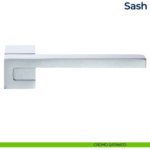 Maniglia per porta Sash Frascio con rosetta minimale cromo satinato