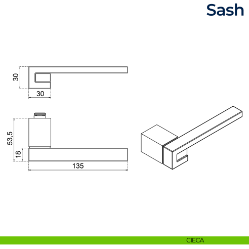Maniglia per porta Sash Frascio con rosetta minimale cieca