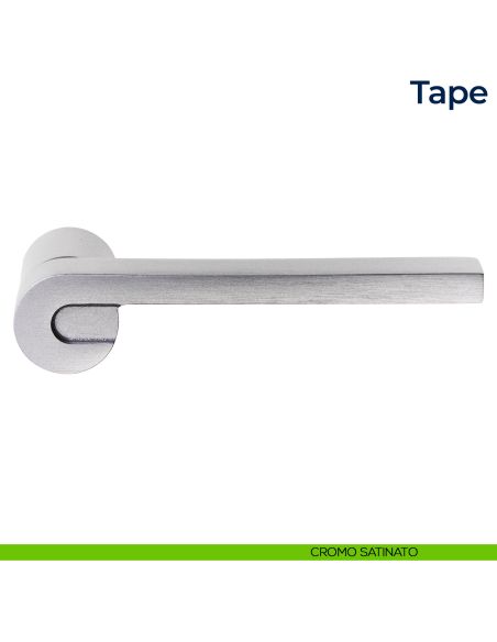 Maniglia per porta Tape Frascio con rosetta minimale cromo satinato