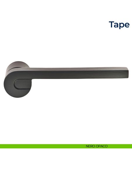 Maniglia per porta Tape Frascio con rosetta minimale nero opaco