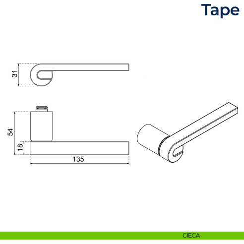 Maniglia per porta Tape Frascio con rosetta minimale cieca