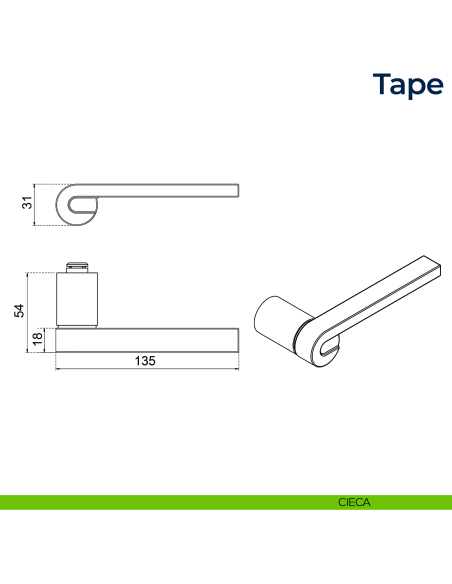 Maniglia per porta Tape Frascio con rosetta minimale cieca