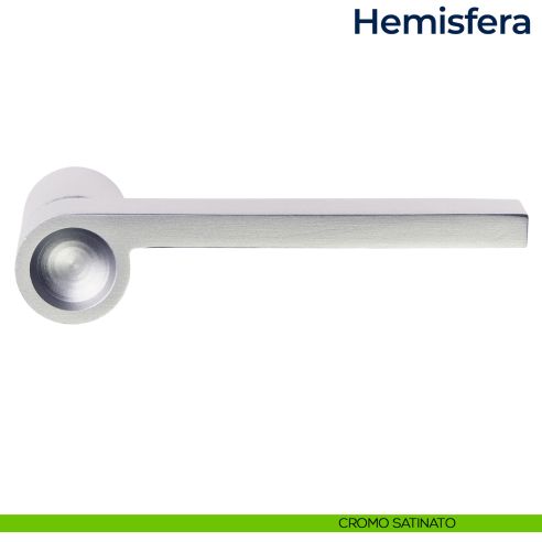 Maniglia per porta Hemisfera Frascio con rosetta minimale cromo satinato