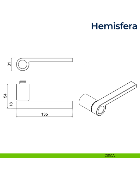 Maniglia per porta Hemisfera Frascio con rosetta minimale cieca