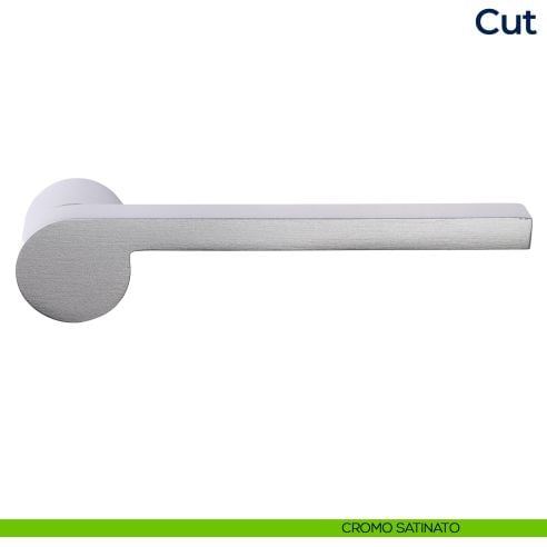 Maniglia per porta Cut Frascio con rosetta minimale cromo satinato