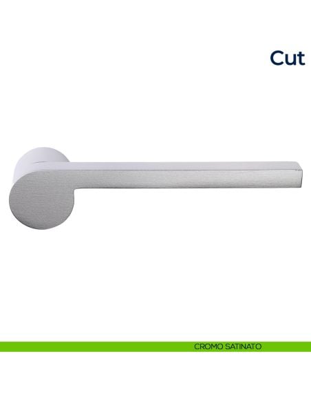 Maniglia per porta Cut Frascio con rosetta minimale cromo satinato