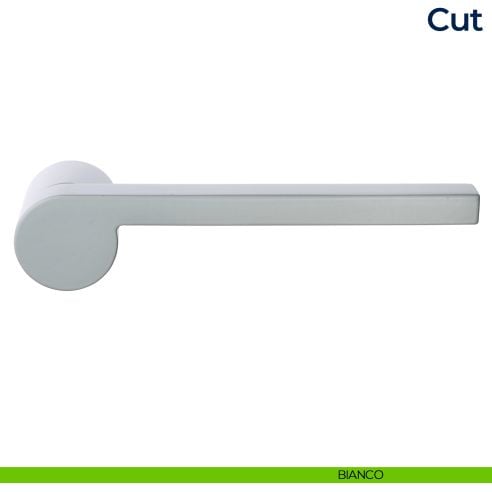 Maniglia per porta Cut Frascio con rosetta minimale bianco