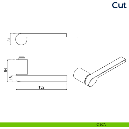 Maniglia per porta Cut Frascio con rosetta minimale cieca