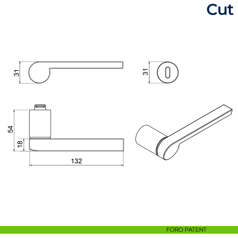 Maniglia per porta Cut Frascio con rosetta minimale foro patent