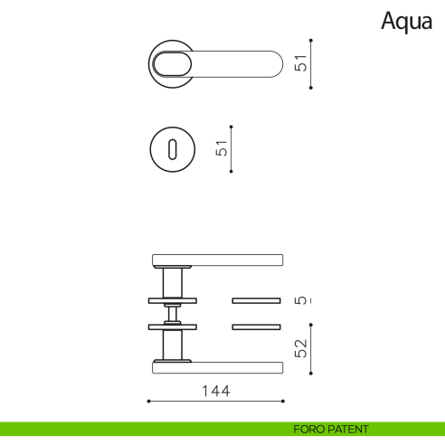 Maniglia per porta Aqua Olivari foro patent