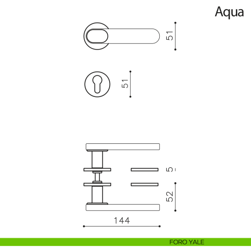 Maniglia per porta Aqua Olivari foro yale