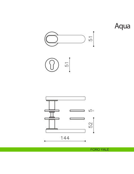 Maniglia per porta Aqua Olivari foro yale
