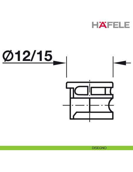 Giunto per mobile Hafele Minifix 15 per spessore legno 29 mm nichelato - disegno