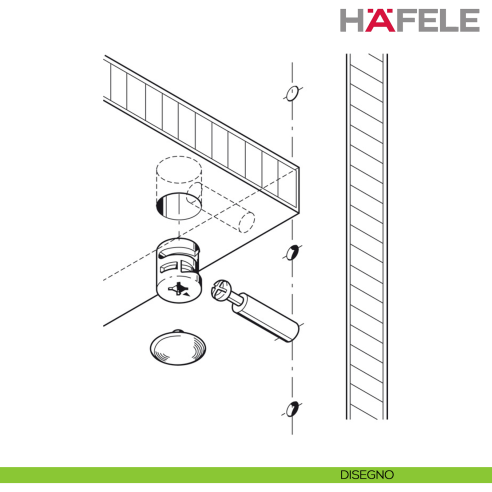 Giunto per mobile Hafele Minifix 15 per spessore legno 29 mm nichelato - disegno