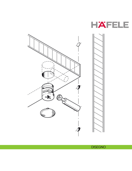 Giunto per mobile Hafele Minifix 15 per spessore legno 29 mm nichelato - disegno