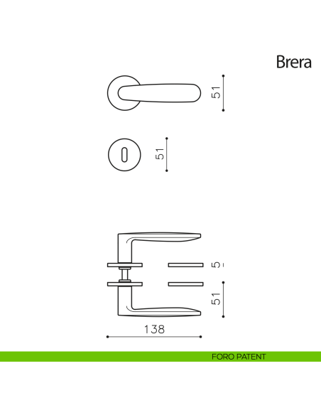 Maniglia per porta Brera Olivari foro patent