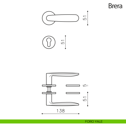 Maniglia per porta Brera Olivari foro yale