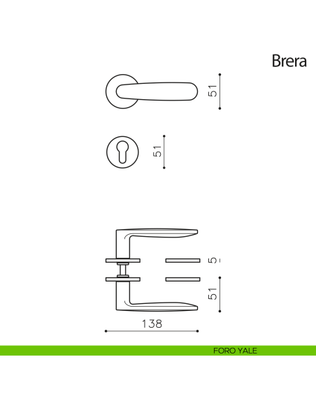 Maniglia per porta Brera Olivari foro yale