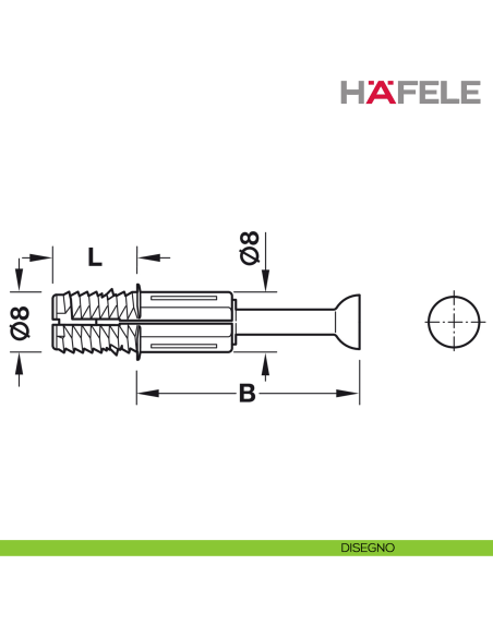 Perno ad aspansione per mobile Hafele Minifix C100 per foratura diametro 8 mm
