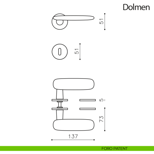 Maniglia per porta Dolmen Olivari foro patent