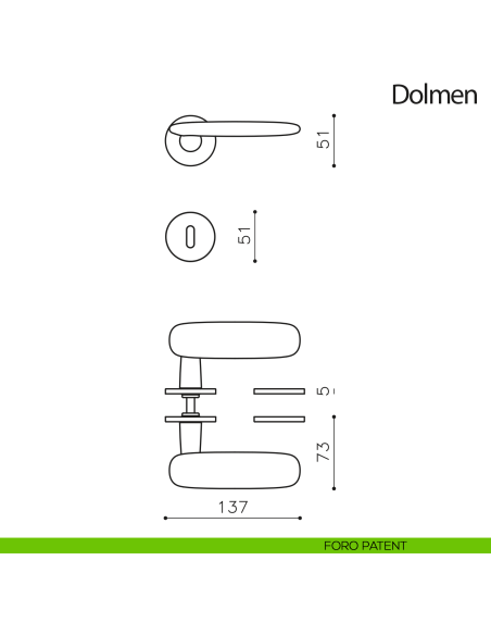 Maniglia per porta Dolmen Olivari foro patent