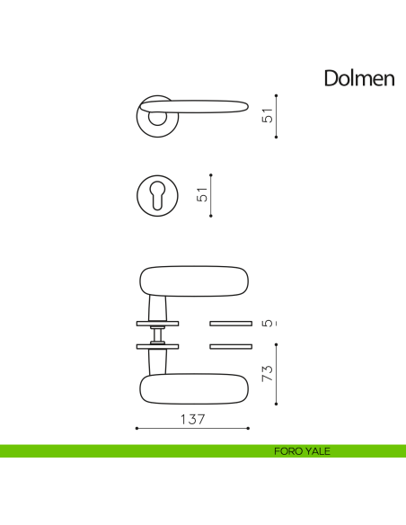Maniglia per porta Dolmen Olivari foro yale