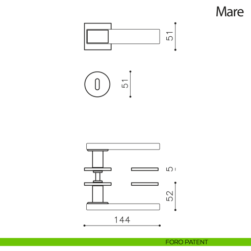 Maniglia per porta Mare Olivari foro patent