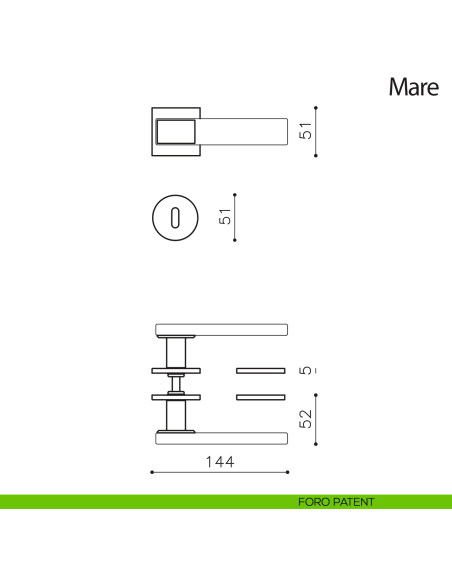 Maniglia per porta Mare Olivari foro patent
