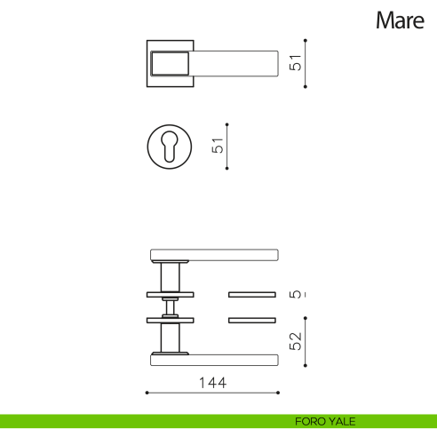 Maniglia per porta Mare Olivari foro yale