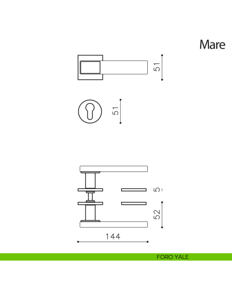 Maniglia per porta Mare Olivari foro yale
