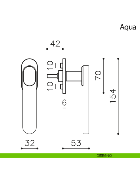 Maniglia per finestra martellina DK Aqua Olivari disegno