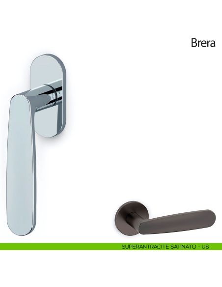 Maniglia per finestra martellina DK Brera Olivari superantracite satinato
