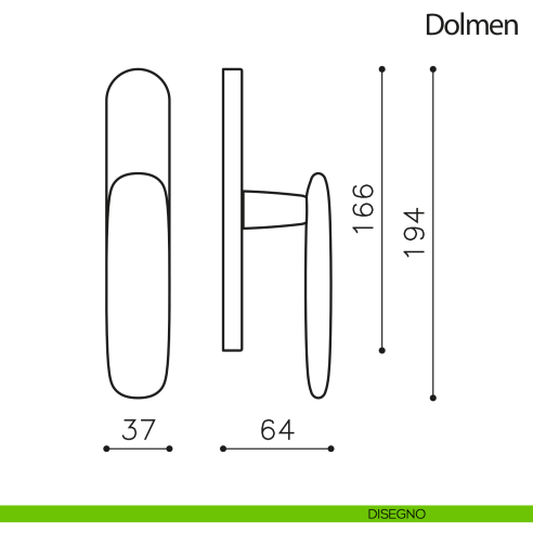 Maniglia per finestra cremonese Dolmen Olivari disegno